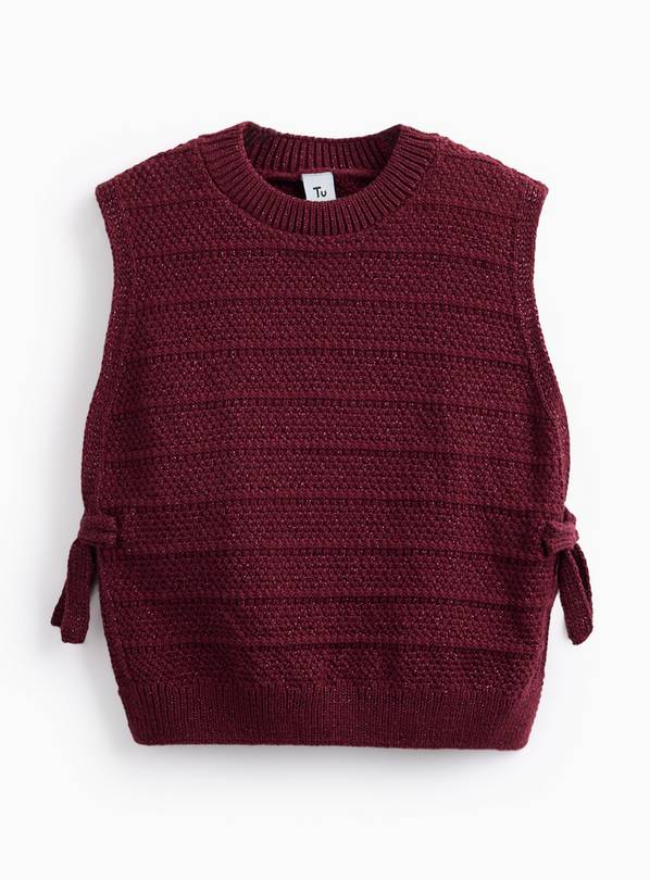 Burgundy Glitter Tie Side Knitted Tank 11 years